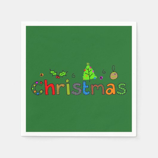 Forest Green Christmas Paper Napkin Serviette (Vorderseite)
