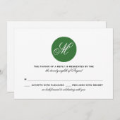 Forest Green Circle Monogram Wedding RSVP Card Einladung (Vorne/Hinten)