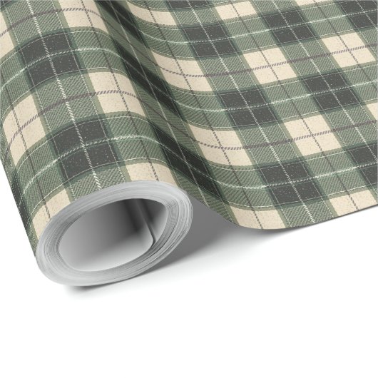 Forest Green & Cream Tartan Snowflake Geschenkpapier (Rolleneckpunkt)