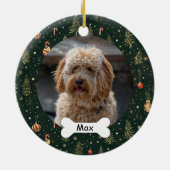 Forest Green Custom Pet Puppy Dog Foto Keramik Ornament (Hinten)