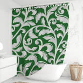 Forest Green Damask Floral Vine Duschvorhang