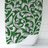 Forest Green Damask Floral Vine Duschvorhang