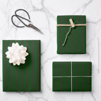 Forest Green & Dark Green Wonky Stripes Geschenkpapier Set