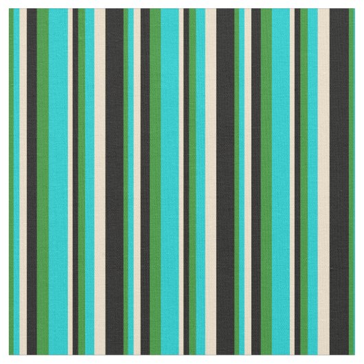 Forest Green, Dark Turquoise, Tan und Black Stoff (Nahaufnahme)