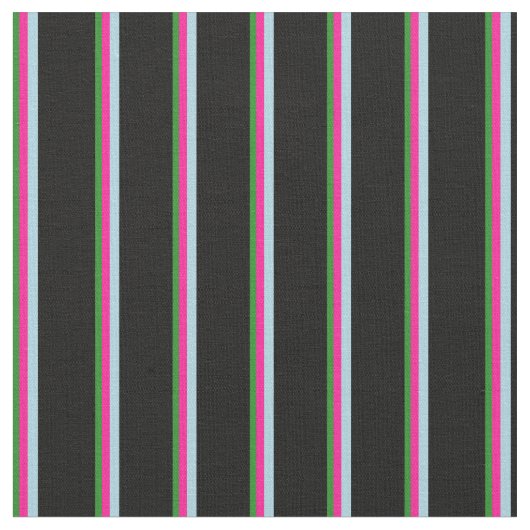 Forest Green, Deep Pink, Light Blue & Black Lines Stoff (Nahaufnahme)