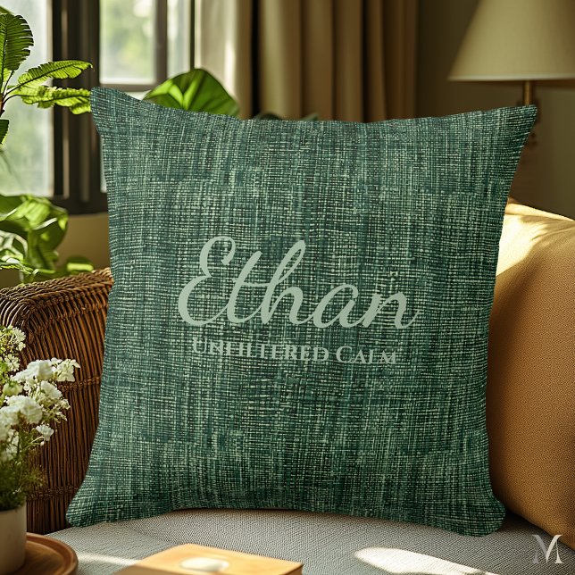 Forest Green Denim Texture | Benutzerdefinierte Ru Kissen (Von Creator hochgeladen)