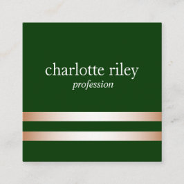 Forest Green Double Rose Gold Streifen Stilvoll Quadratische Visitenkarte
