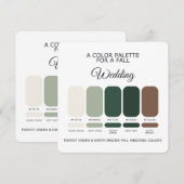 Forest Green Earth Brown Fall Wedding Palette Card Einladung (Vorne/Hinten)