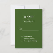 Forest Green einfache elegante Hochzeitskarte Rsvp (Vorderseite)