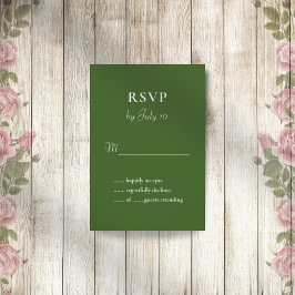Forest Green einfache elegante Hochzeitskarte Rsvp Karte