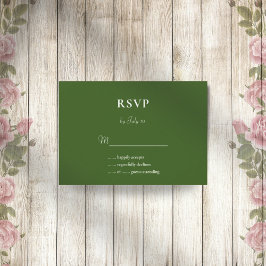 Forest Green einfache elegante Hochzeitskarte Rsvp Karte