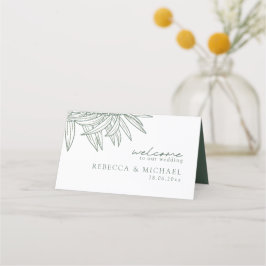 Forest Green einfache Hand gezeichnet botanisch ge Platzkarte