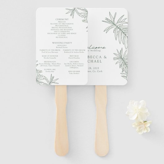 Forest Green Elegant Botanischer Dienstorden Fächer (Vorne und Hinten)