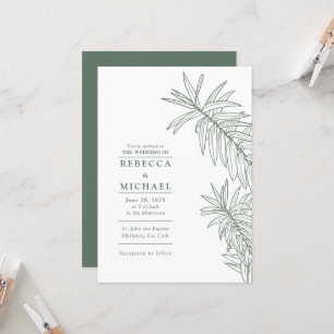 Forest Green Elegant Minimalistisch Botanisch Einladung