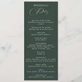Forest Green Elegant Moderne Kalligrafie Hochzeit Programm (Rückseite)