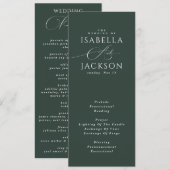 Forest Green Elegant Moderne Kalligrafie Hochzeit Programm (Vorne/Hinten)