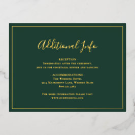 Forest Green Elegant Wedding Foil Enclosure Card Folie Einladungspostkarte