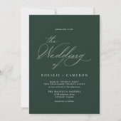 Forest Green Emerald | Delikate Script Wedding Einladung (Vorderseite)