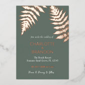 Forest Green Ferns Outdoor Wedding Gold Folieneinladung (Vorderseite)