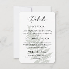 Forest Green Ferns Wedding Details Enclosure Card Dankeskarte