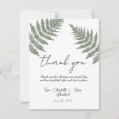 Forest Green Ferns Wedding Vielen Dank Dankeskarte (Vorderseite)