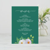 Forest Green Floral Printable Wedding Menü Einladung (Stehend Vorderseite)