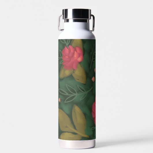 Forest Green Floral Water Flasche (Vorne)