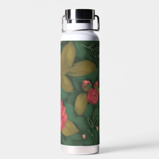 Forest Green Floral Water Flasche (Rückseite)