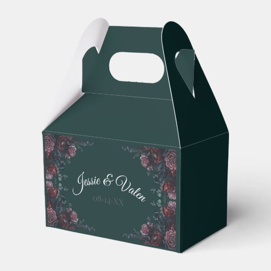 Forest Green Floral Wedding Geschenkschachtel (Vorderseite)