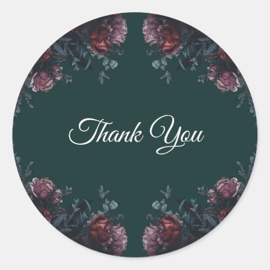 Forest Green Floral Wedding Runder Aufkleber (Vorderseite)