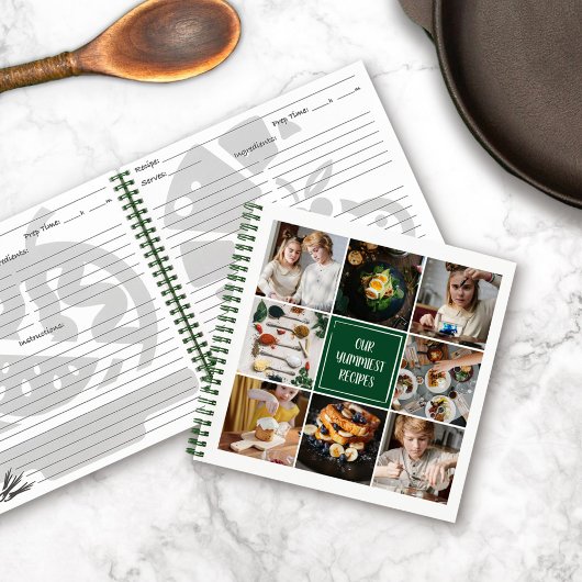 Forest Green Foto Collage 8 Bilder Familienrezepte Notizblock