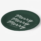 Forest Green frohe Weihnachten Pappteller (Schrägansicht)