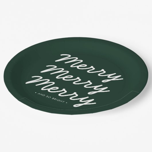 Forest Green frohe Weihnachten Pappteller (Schrägansicht)