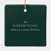 Forest Green Frohe Weihnachts-Foto Keramikornament (Rückseite)