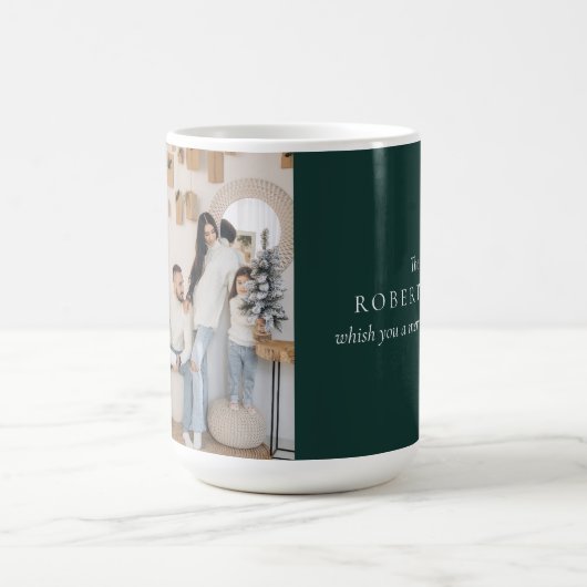 Forest Green Frohe Weihnachts-Foto Tasse (Mittel)