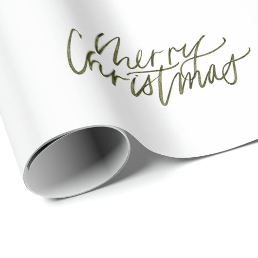 Forest Green frohe Weihnachts-Script-Geschenk Geschenkpapier (Rolleneckpunkt)