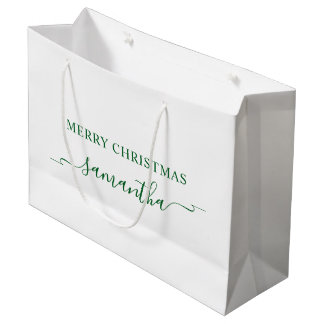 Forest Green Frohe Weihnachtsband Swash Name Große Geschenktüte