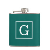 Forest Green Gerahmt Monogram Flachmann (Vorderseite)