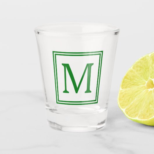 Forest Green Gerahmt Monogram Schnapsglas (Vorderseite)