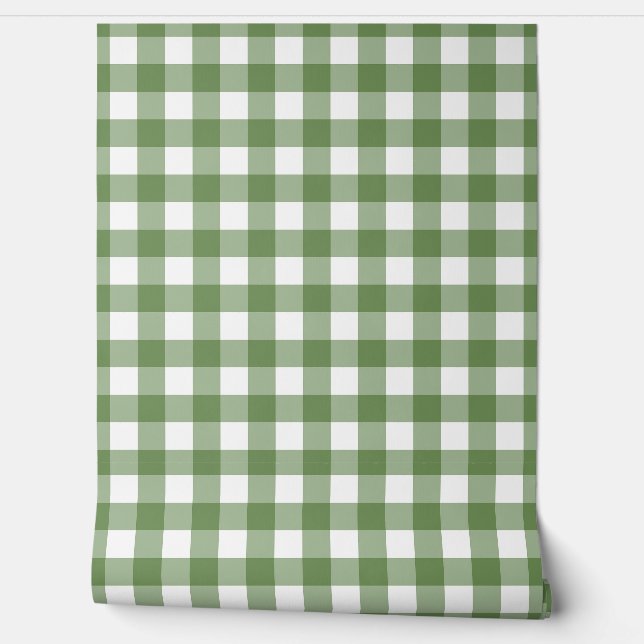 Forest Green Gingham Check Green Buffalo Plaid Tapete (Abrollen)