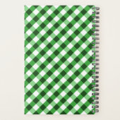 Forest Green Gingham Muster Personalisiert Monogra Planer (Rückseite)