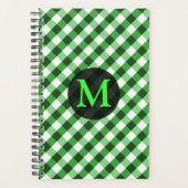 Forest Green Gingham Muster Personalisiert Monogra Planer (Vorderseite)