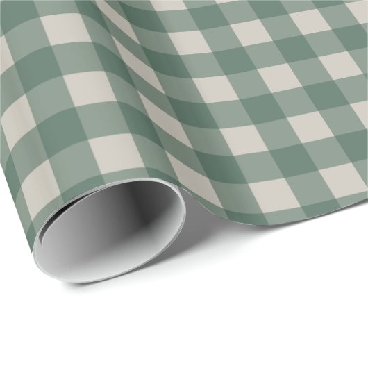 Forest Green Gingham Pattern Geschenkpapier (Rolleneckpunkt)