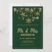 Forest Green Gold Drehbuch MR MRS Schneeflocke Hoc Einladung (Vorderseite)