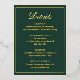 Forest Green Gold Foil Wedding Card Folie Einladungspostkarte