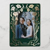 Forest Green & Gold Jugendstil Einladung zur Hochz (Rückseite)