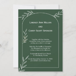 Forest Green Gold Leaf Hochzeitseinladung Einladung