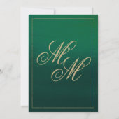 Forest green gold monogram initials Wedding Einladung (Rückseite)