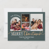 Forest Green Gold Script Weihnachten Moderne Colla (Vorderseite)