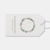 Forest Green Gold Stars Christmas Family Name Geschenkanhänger (Vorderseite (Horizontal))